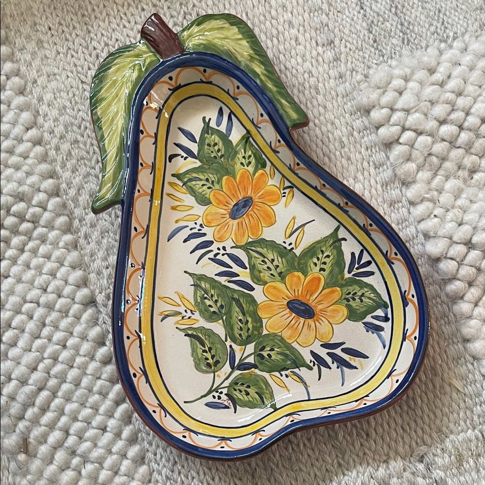 Hand-Painted Pear-Shaped Ceramic Platter